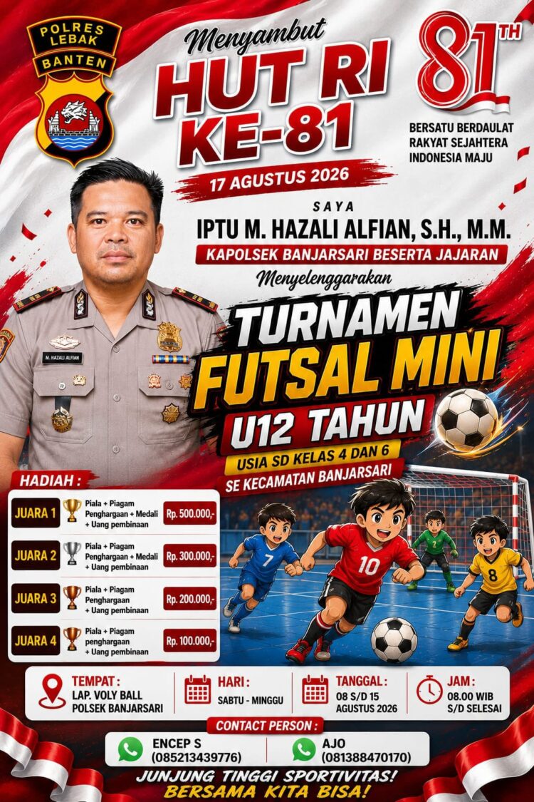 Semarak HUT RI ke-81, Polsek Banjarsari Siapkan Turnamen Futsal Mini U-12 Berhadiah