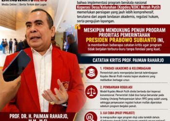 Profesor Paiman Menilai Implementasi Program Berskala Nasional Kopdes Merah Putih Perlu Dipersiapkan Lebih Komprehensif