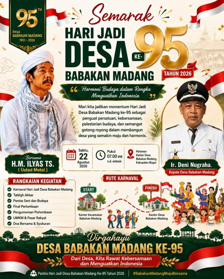 Semarak Hari Jadi Desa Babakan Madang ke-95, H.M. Ilyas TS “Ustad Metal” Bersama Kepala Desa Ir. Deni Nugraha Ajak Warga Rawat Persatuan dan Budaya