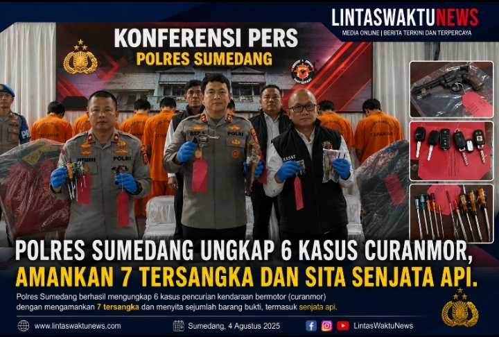 Polres Sumedang Ungkap 6 Kasus Curanmor, Amankan 7 Tersangka dan Sita Senjata Api