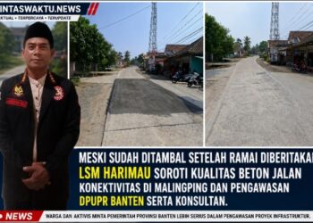 Meski Sudah Ditambal Setelah Ramai Diberitakan, LSM Harimau Soroti Kualitas Beton Jalan Konektivitas di Malingping dan Pengawasan DPUPR Banten serta Konsultan