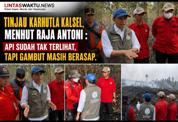 Tinjau Karhutla Kalsel, Menhut Raja Antoni : Api Sudah Tak Terlihat, tapi Gambut Masih Berasap