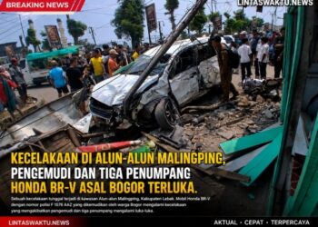 Kecelakaan di Alun-alun Malingping, Pengemudi dan Tiga Penumpang Honda BR-V Asal Bogor Terluka