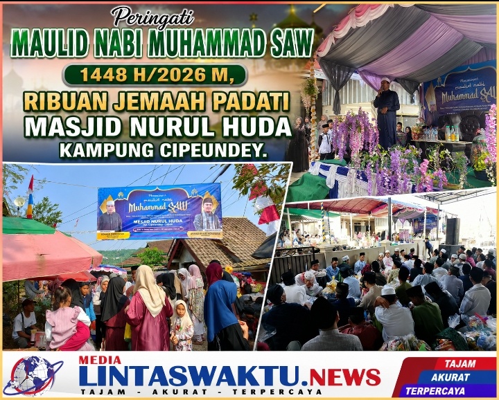 Peringati Maulid Nabi Muhammad SAW 1448 H/2026 M, Ribuan Jemaah Padati Masjid Nurul Huda Kampung Cipeundey