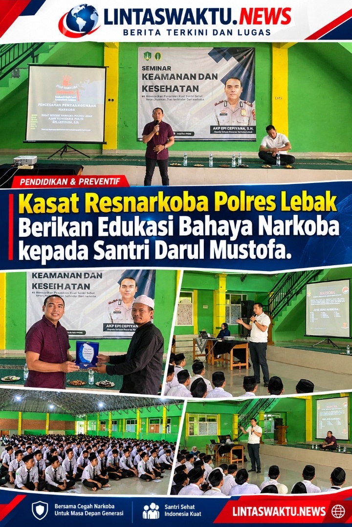 Kasat Resnarkoba Polres Lebak Berikan Edukasi Bahaya Narkoba kepada Santri Darul Mustofa