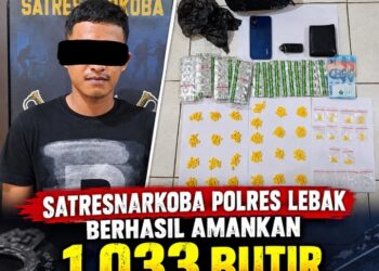 Satresnarkoba Polres Lebak Berhasil Amankan 1.033 Butir Obat Jenis Tramadol dan Hexymer