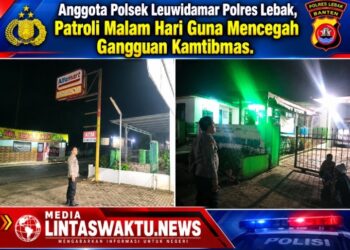 Anggota Polsek Leuwidamar Polres Lebak, Patroli Malam Hari Guna Mencegah Gangguan Kamtibmas