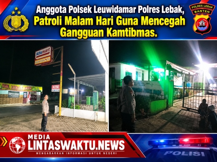 Anggota Polsek Leuwidamar Polres Lebak, Patroli Malam Hari Guna Mencegah Gangguan Kamtibmas